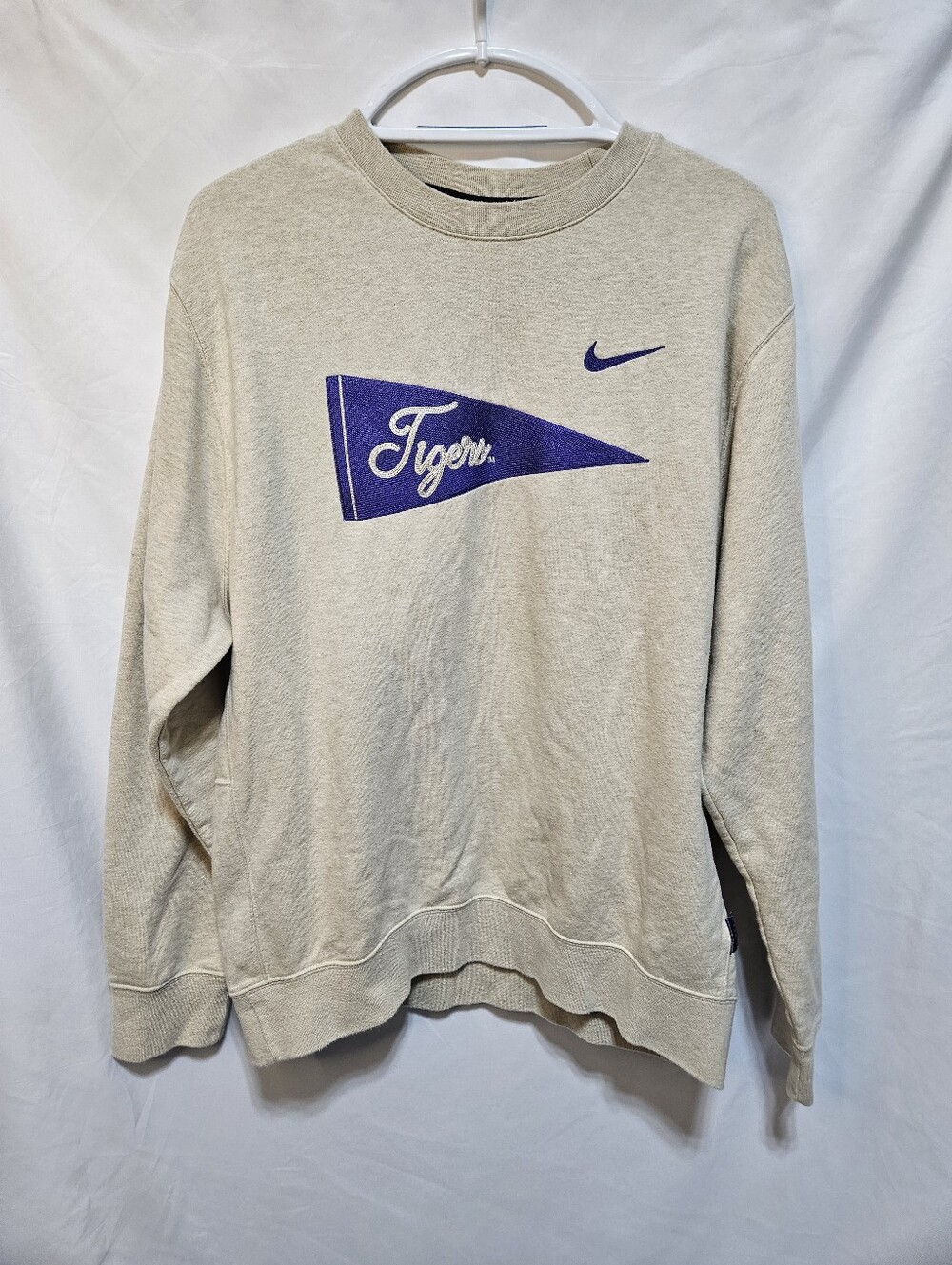 Nike LSU Tigers Brian Kelly Crewneck Sweatshirt Beige Purple Men’s Large